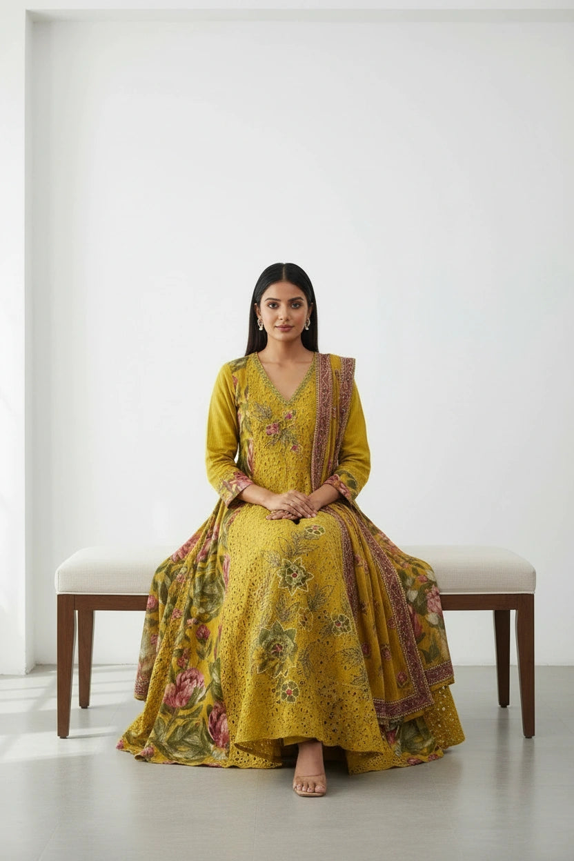 Flattering Cotton A-Line Suit - Rangoli Sarees