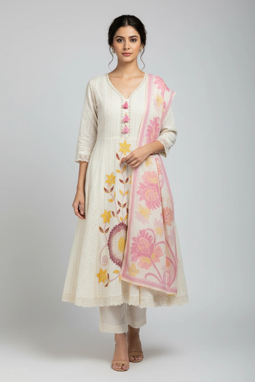 Flattering Cotton A-Line Suit - Rangoli Sarees
