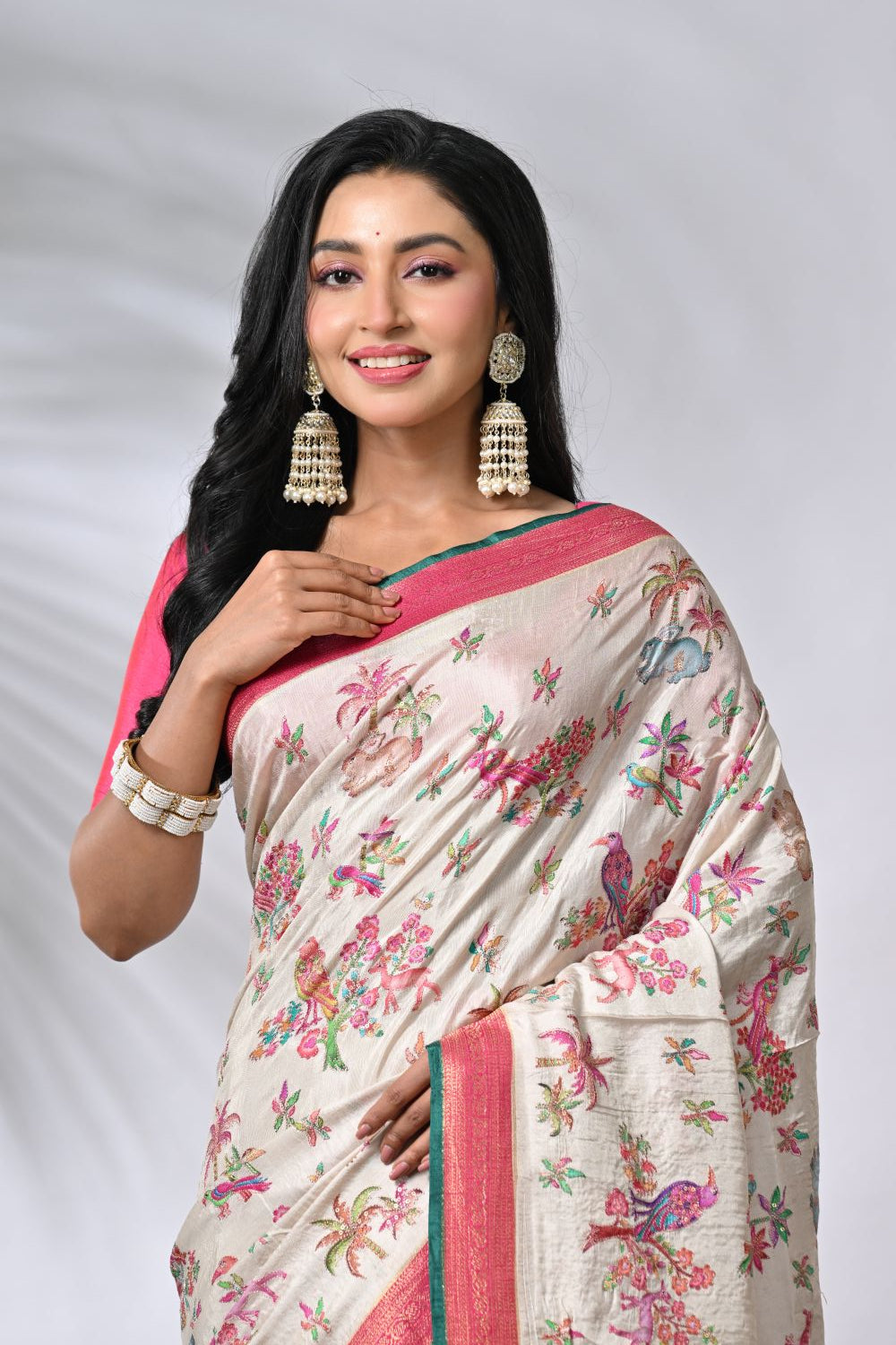 Off White Dola Silk Sarees