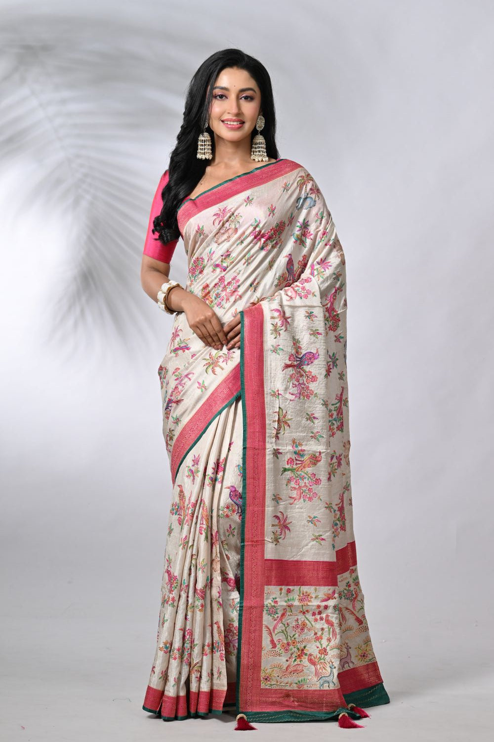 Off White Dola Silk Sarees