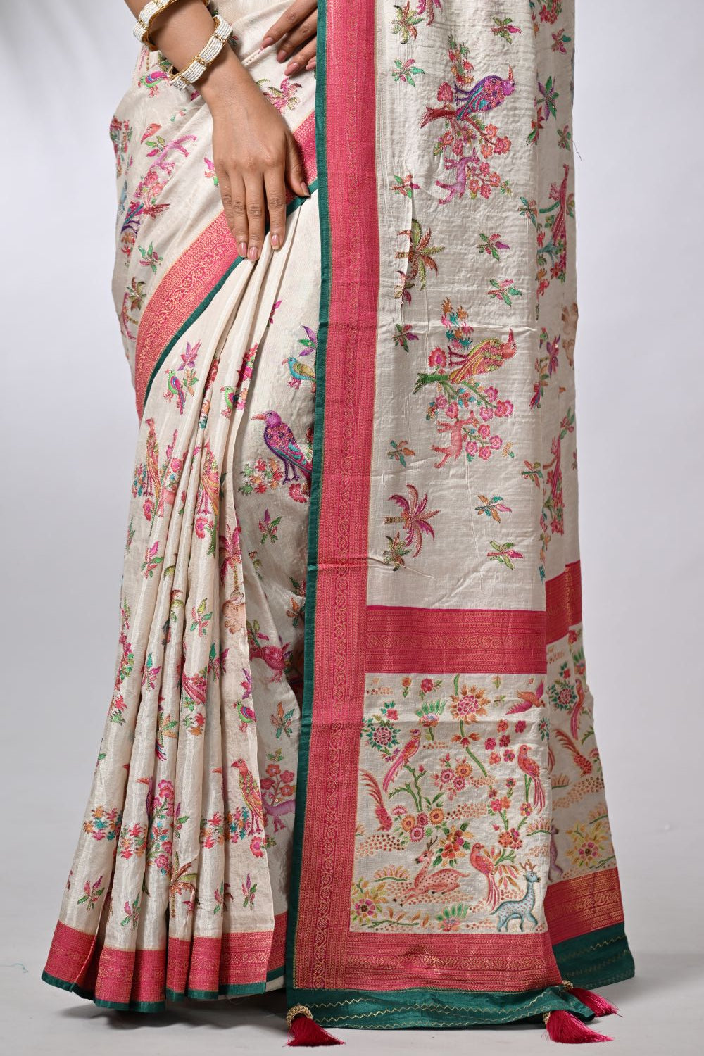 Off White Dola Silk Sarees