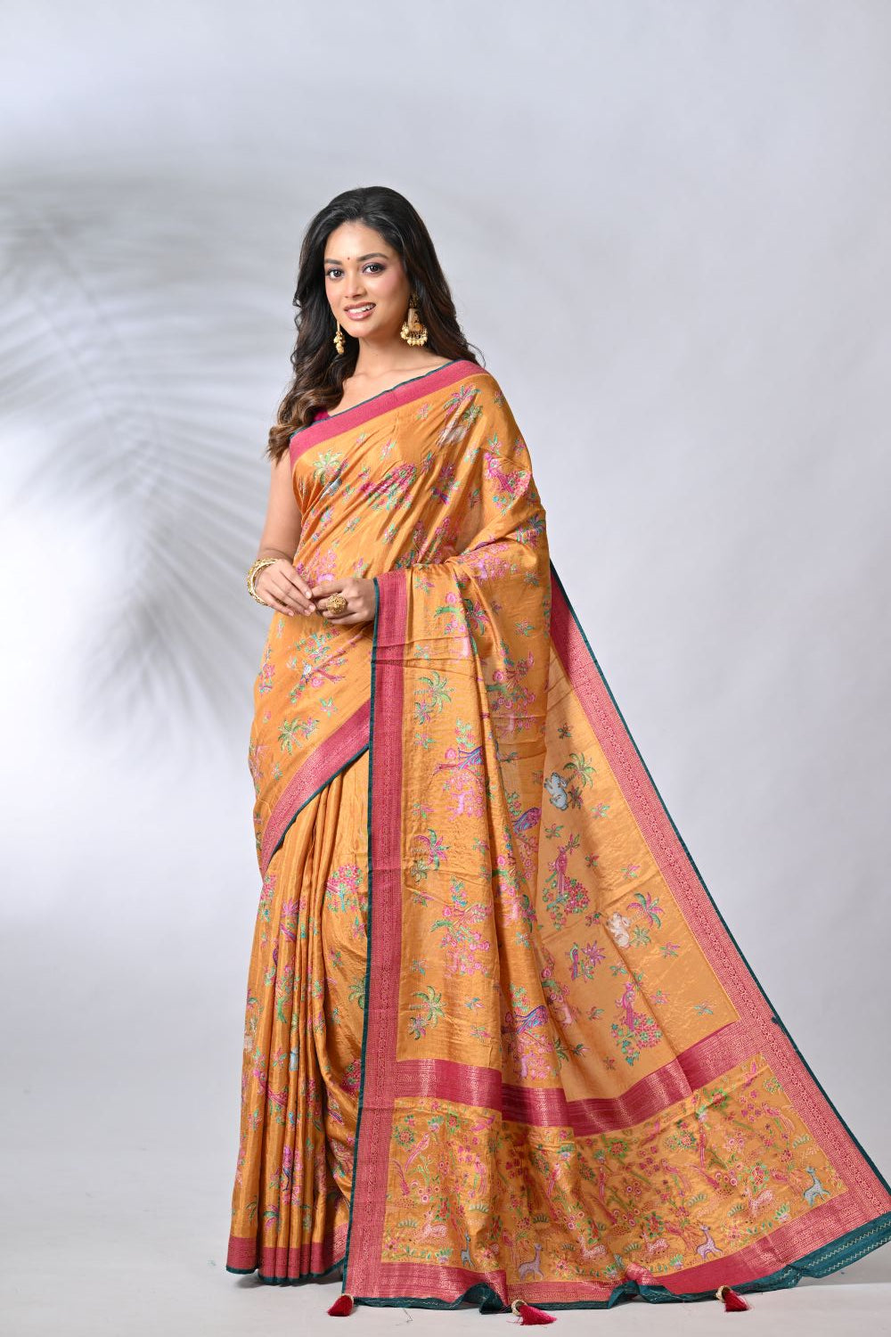 Mustard Dola Banarsi Silk Saree
