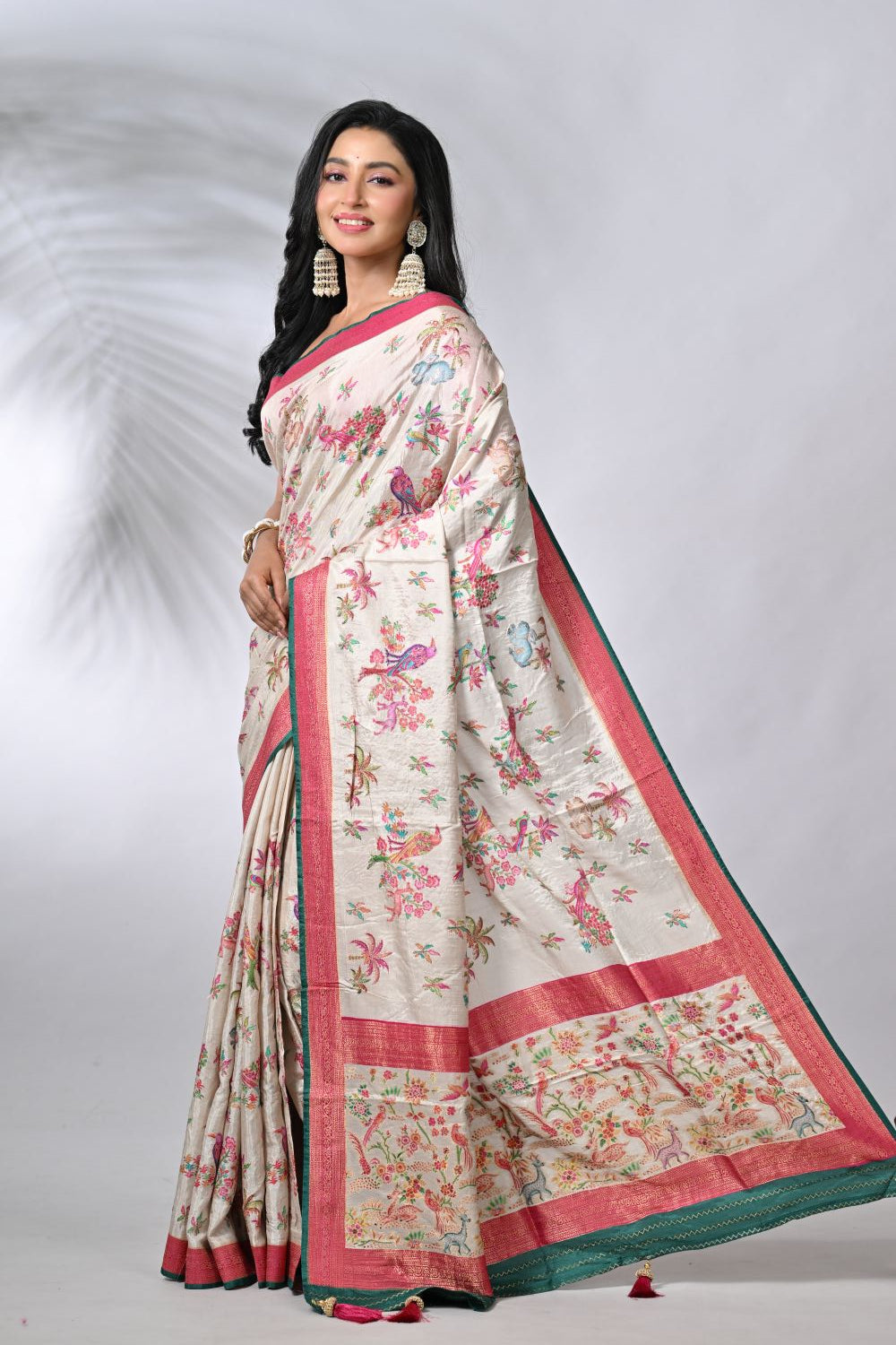 Off White Dola Silk Sarees