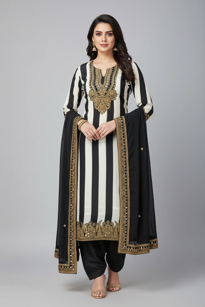 Refined Crepe Silk Straight Suit - Rangoli Sarees