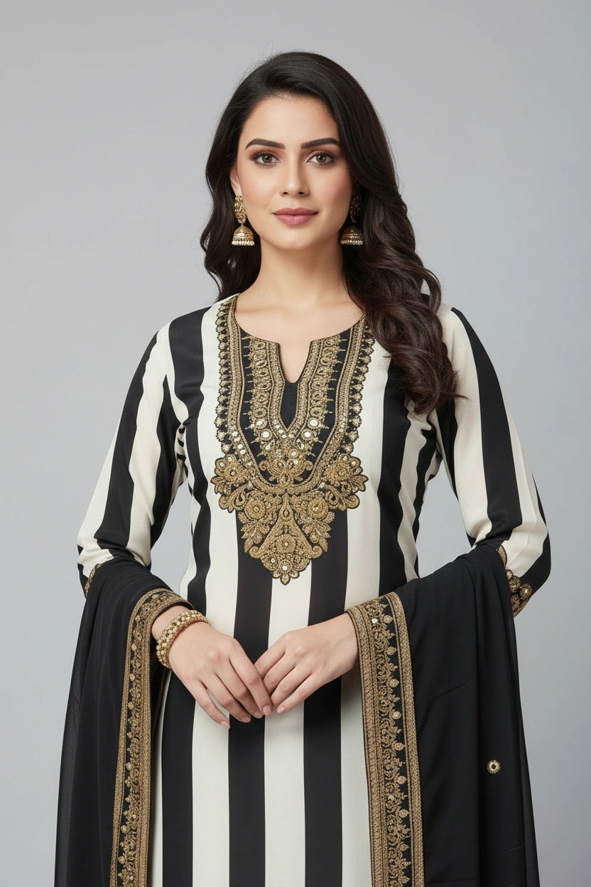 Refined Crepe Silk Straight Suit - Rangoli Sarees