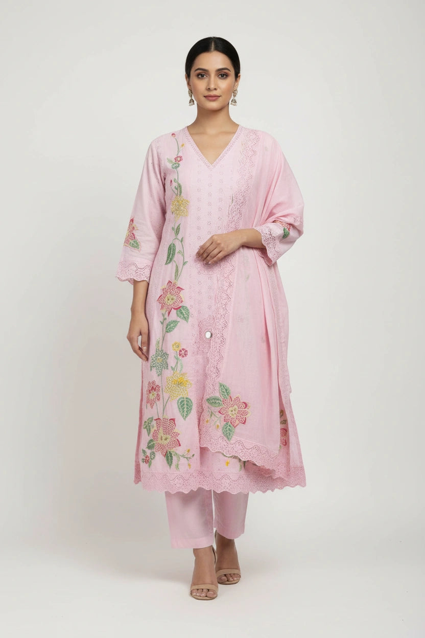 Flattering Cotton A-Line Suit - Rangoli Sarees