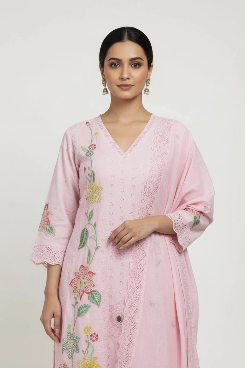 Flattering Cotton A-Line Suit - Rangoli Sarees