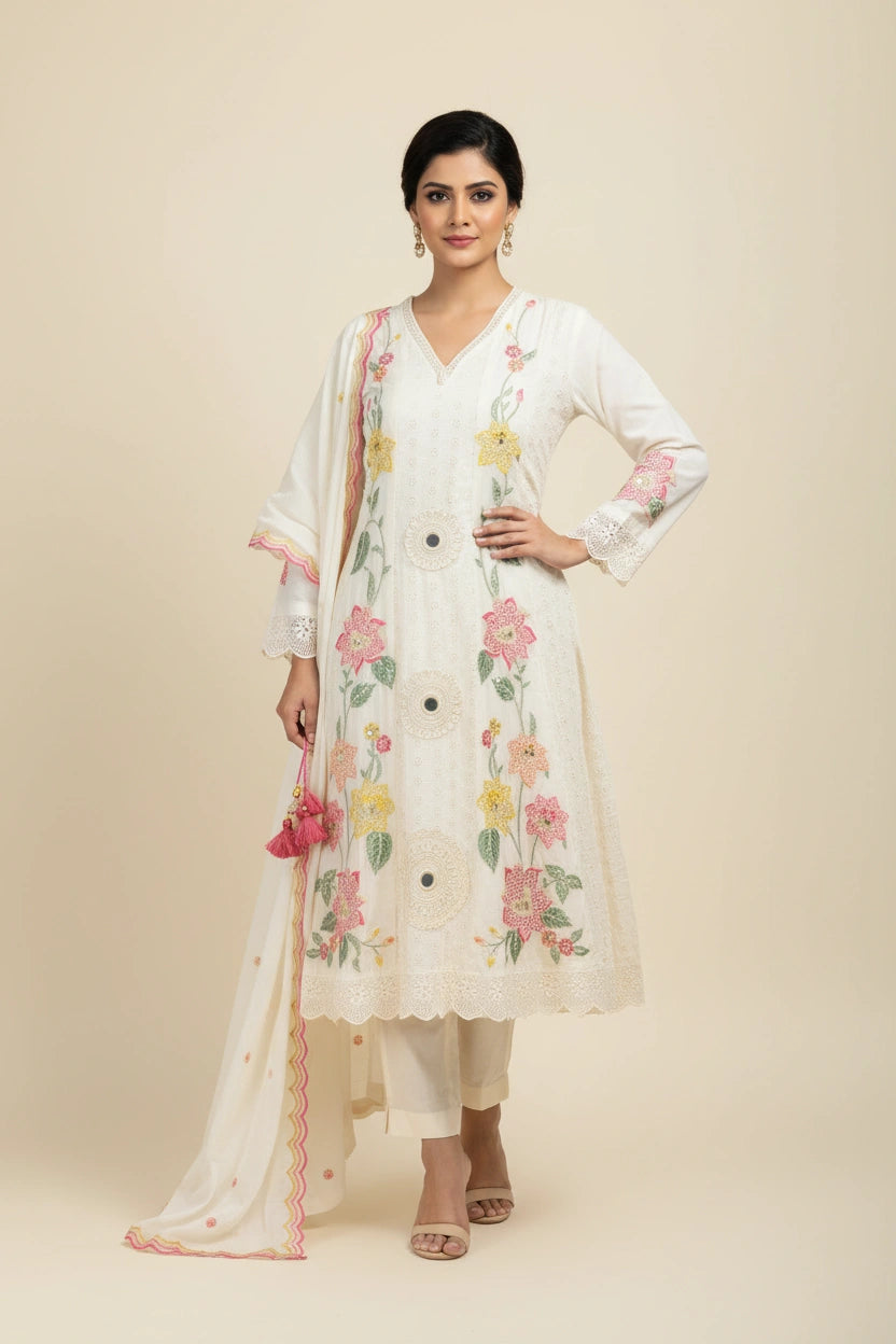 Flattering Cotton A-Line Suit - Rangoli Sarees