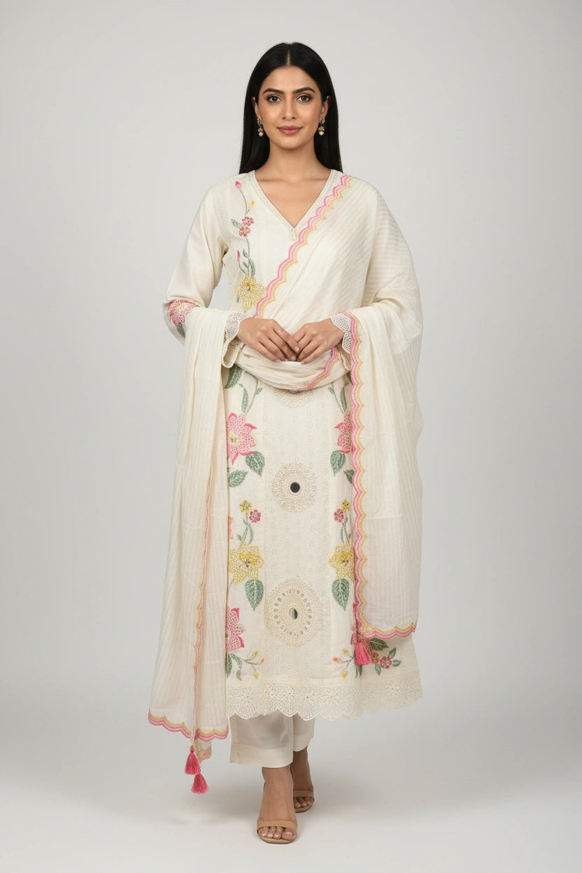 Flattering Cotton A-Line Suit - Rangoli Sarees