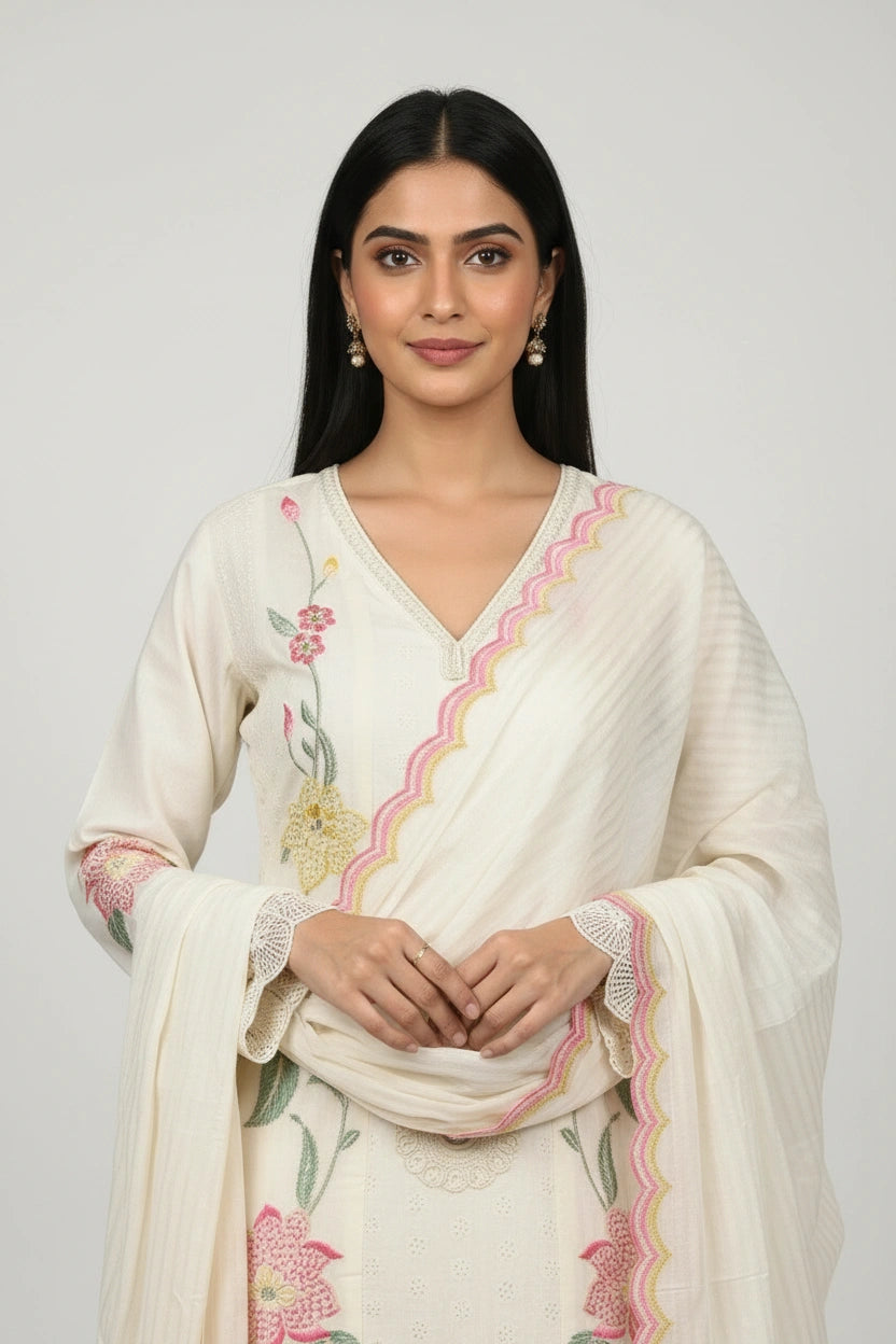 Flattering Cotton A-Line Suit - Rangoli Sarees