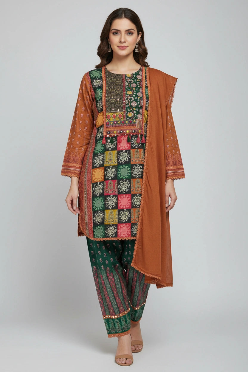 Refined Cotton Straight Suit - Rangoli Sarees