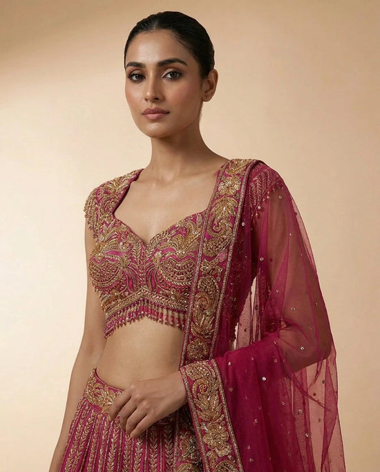 Chinon Lehenga Set with Flared Lehenga view 2