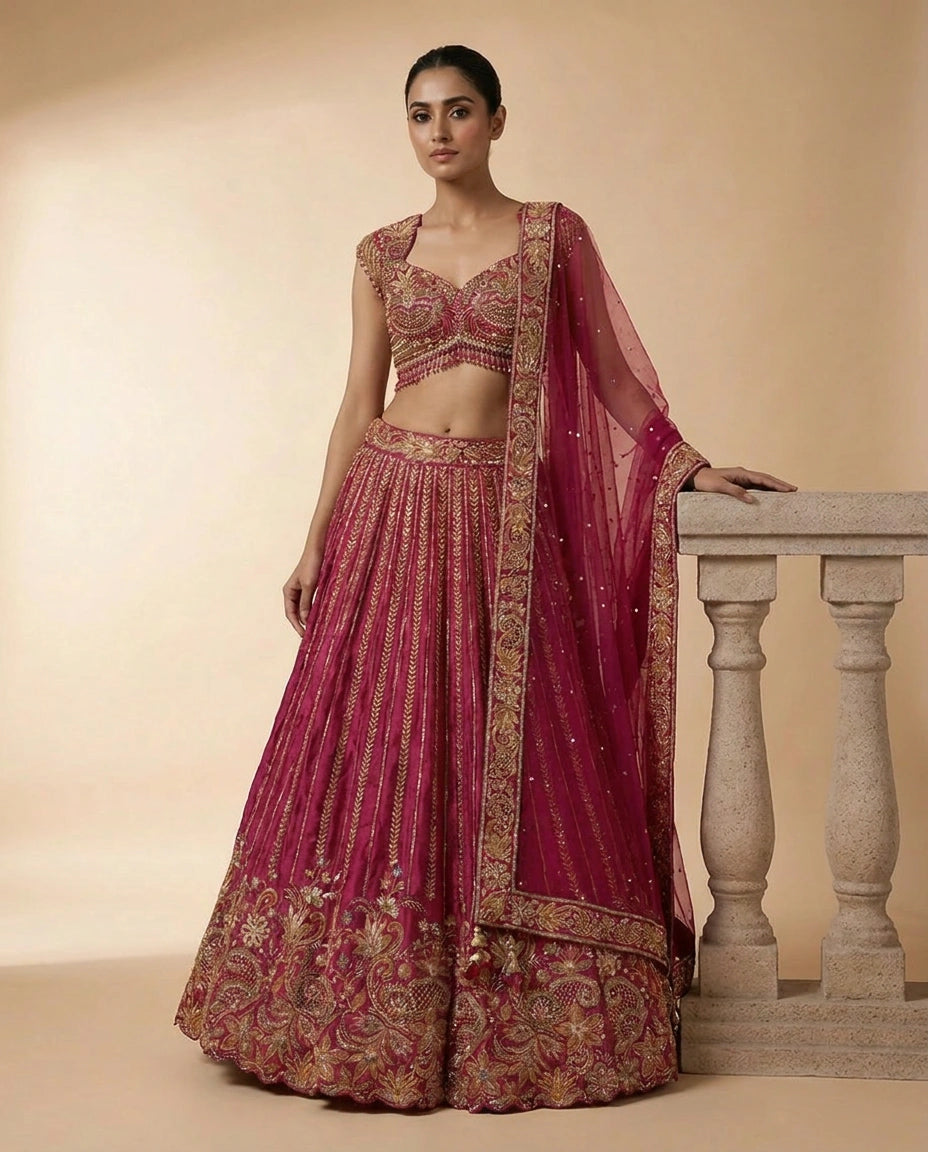 Chinon Lehenga Set with Flared Lehenga view 4