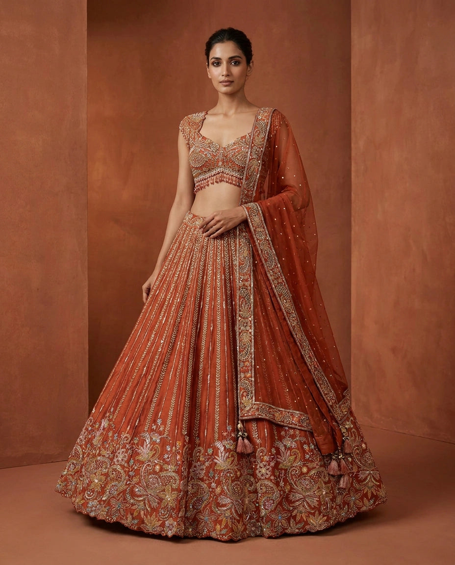 Chinon Lehenga Set with Flared Lehenga view 5