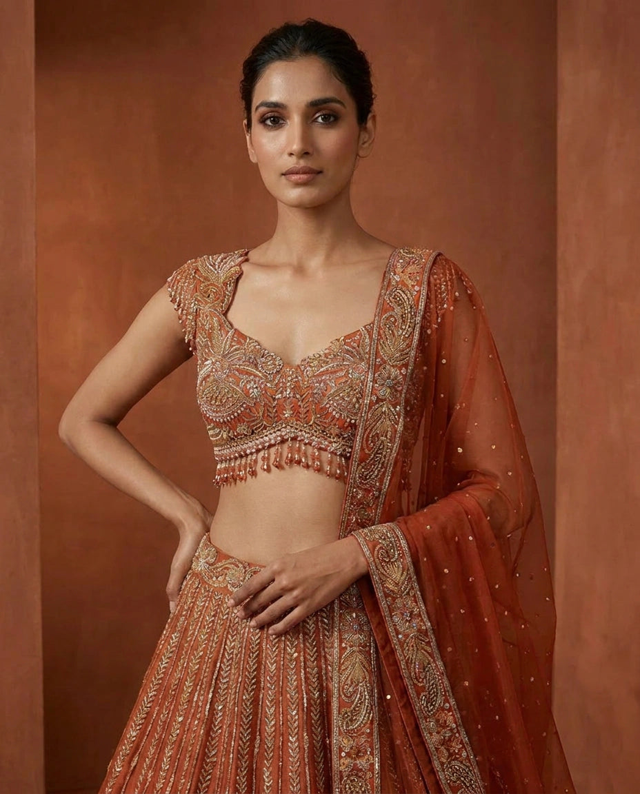 Chinon Lehenga Set with Flared Lehenga view 6