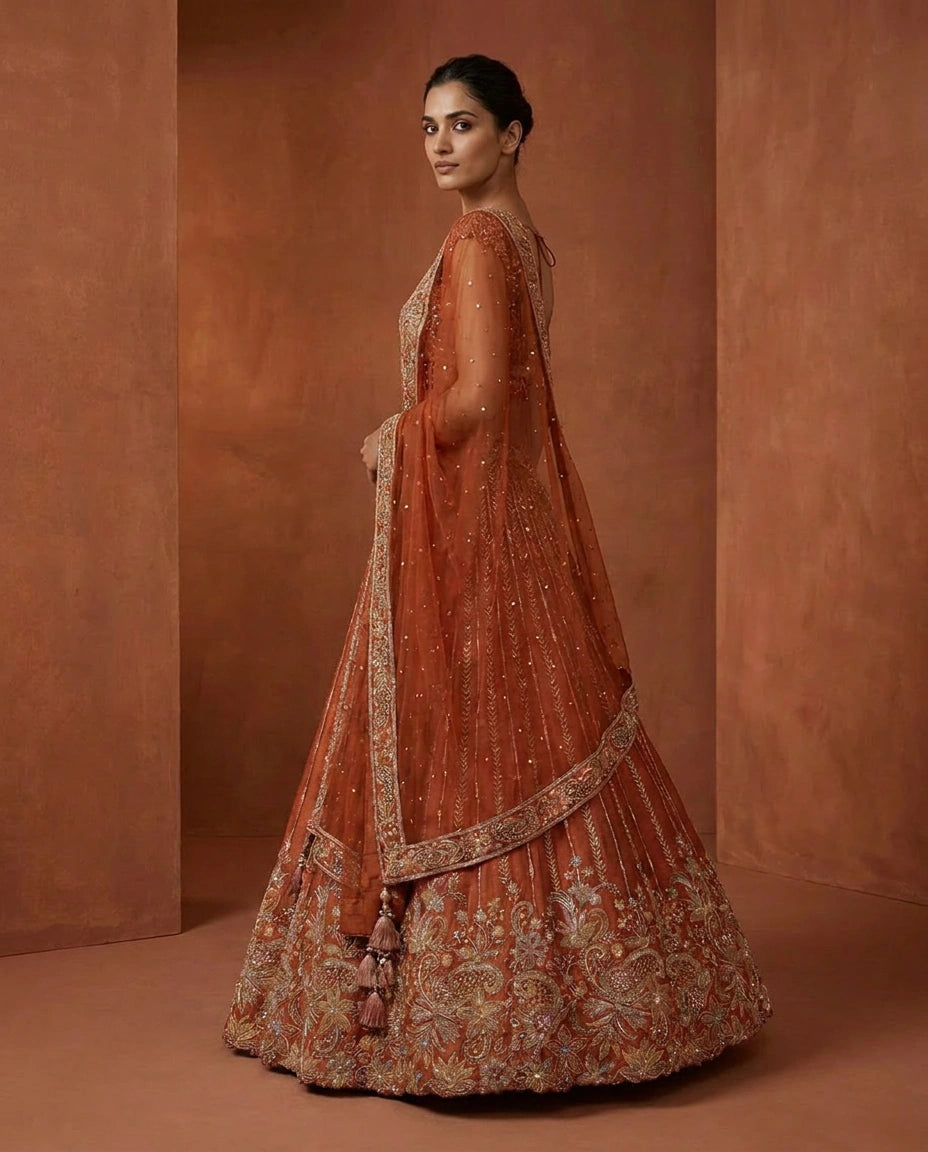 Chinon Lehenga Set with Flared Lehenga view 7