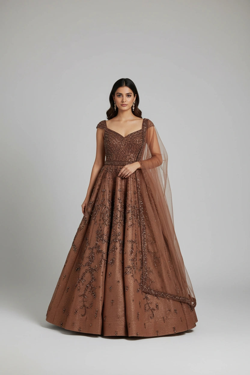 Premium Embroidered Net Suit Gown | Rangoli