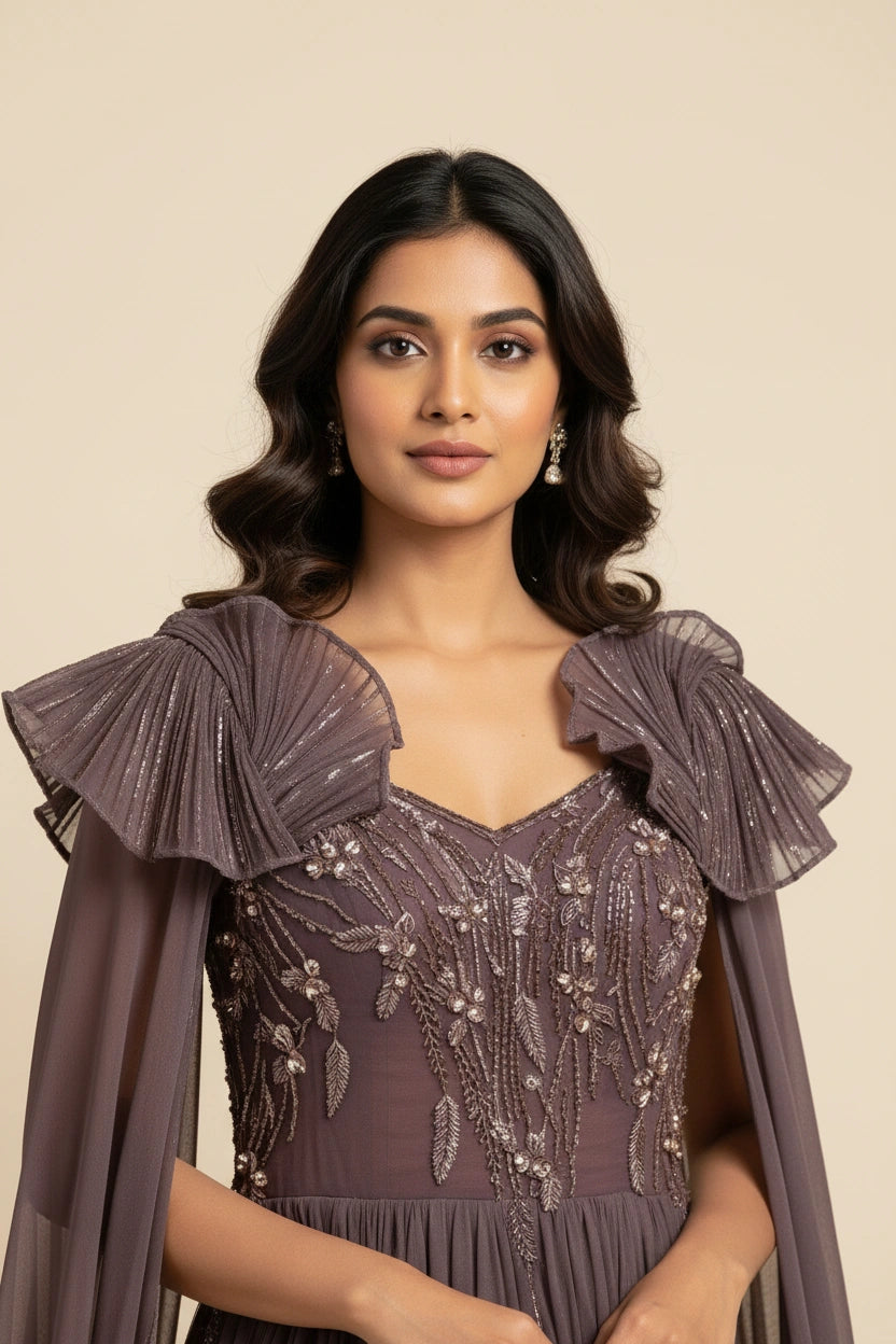 Artisan Stretch Lycra Suit Gown - View 2 | Rangoli