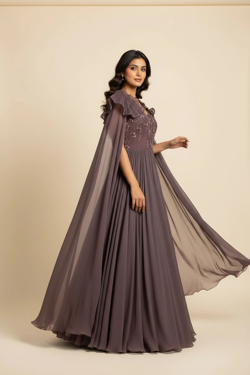 Artisan Stretch Lycra Suit Gown - View 3 | Rangoli
