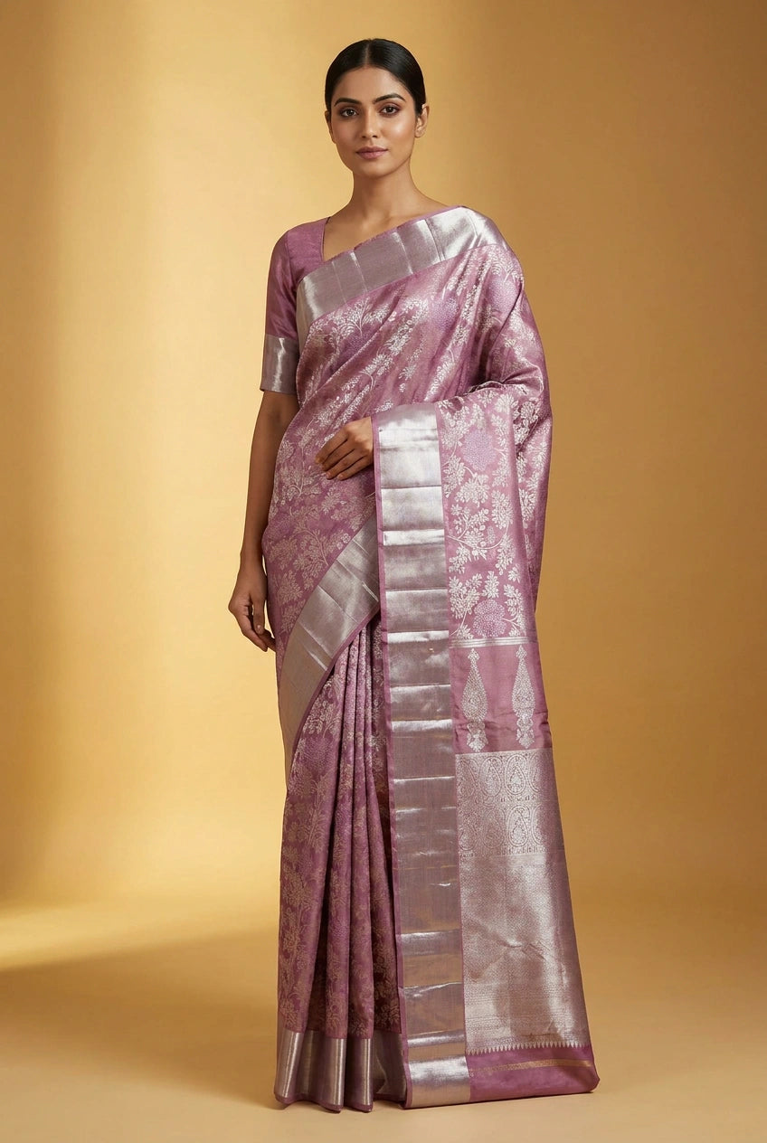 Katan Silk Kanchipuram Saree with Kanchipuram Border for South Wedding