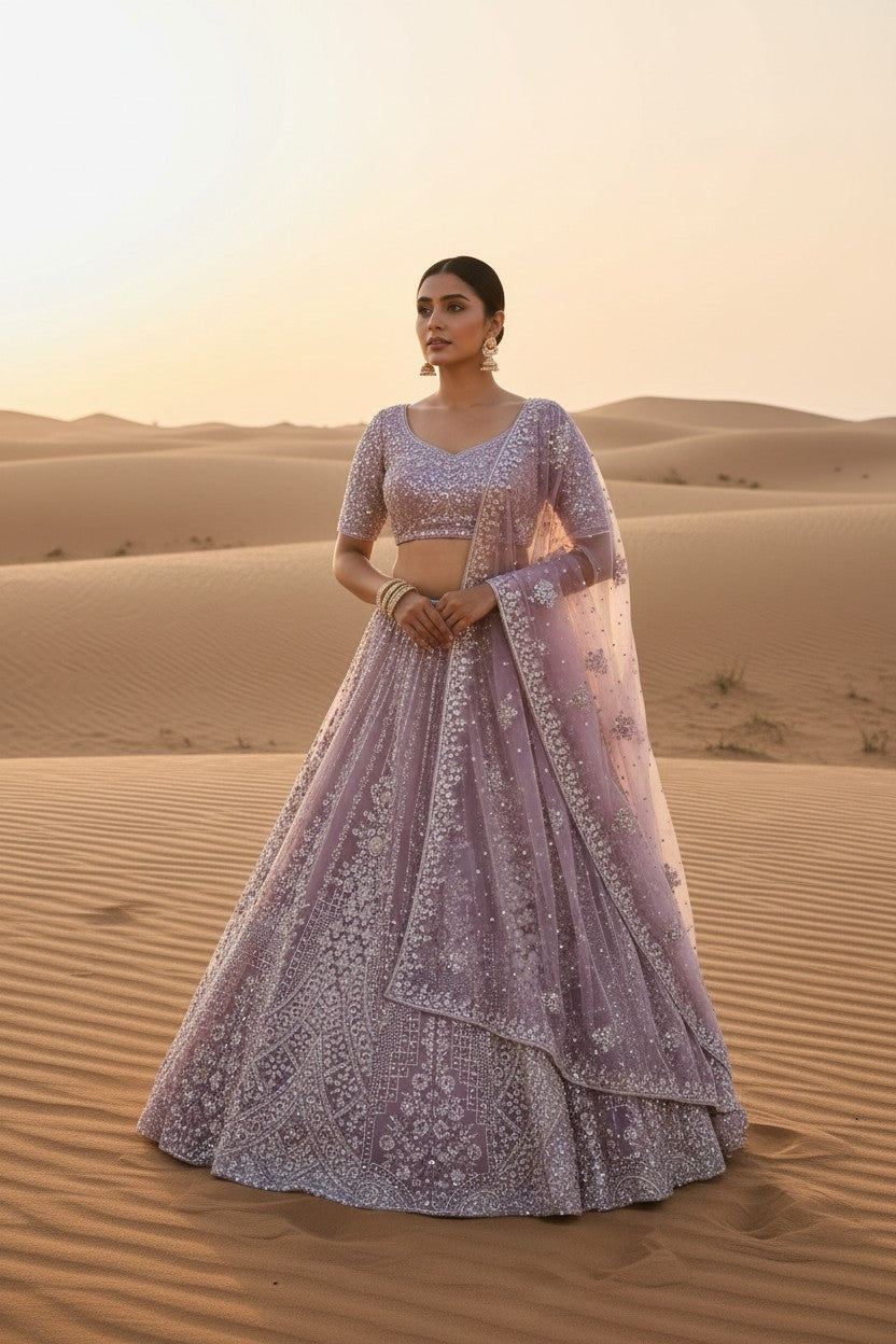 Royal Bridal Embroidered Net Lehenga Choli Set | Rangoli
