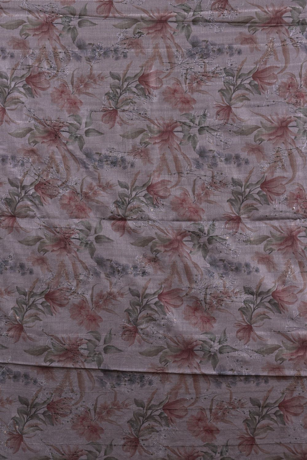 Grey Tussar Silk Embroidery Saree