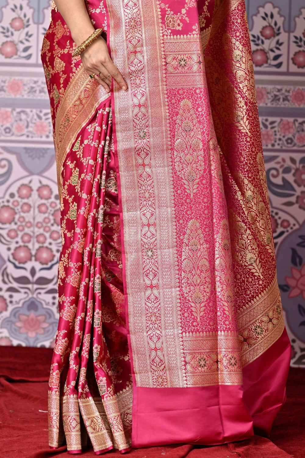 Fuchsia Pink Banarasi Silk Saree