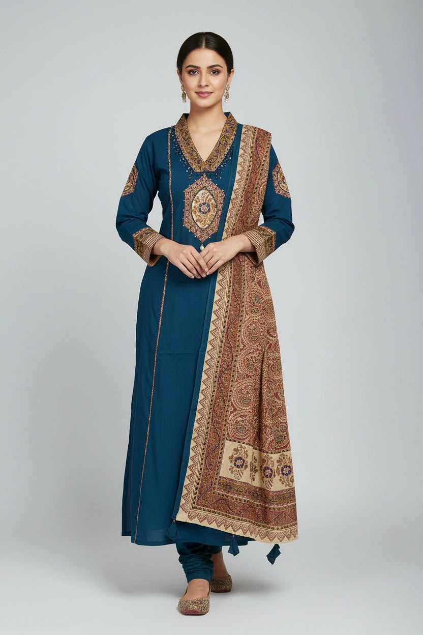 Flattering Cotton A-Line Suit - Rangoli Sarees