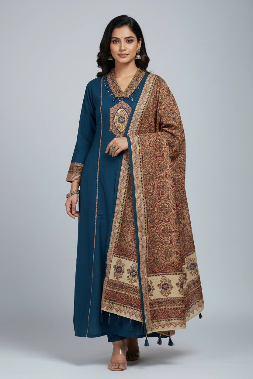 Flattering Cotton A-Line Suit - Rangoli Sarees