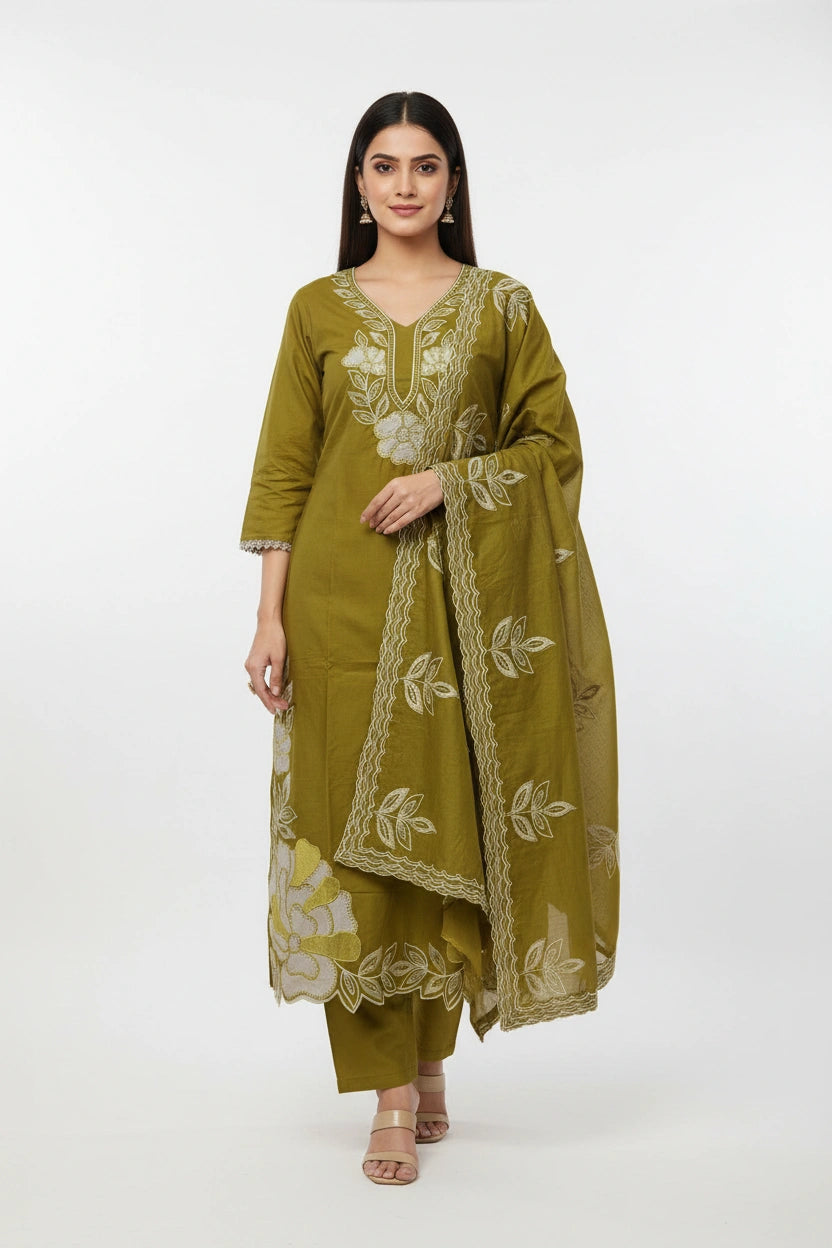 Refined Cotton Straight Suit - Rangoli Sarees