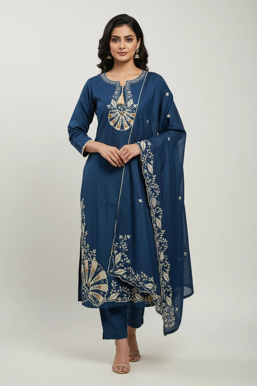 Refined Cotton Straight Suit - Rangoli Sarees