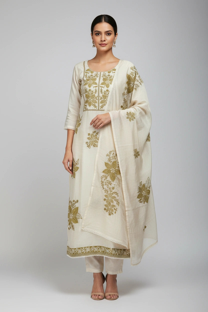 Refined Muslin Straight Suit - Rangoli Sarees