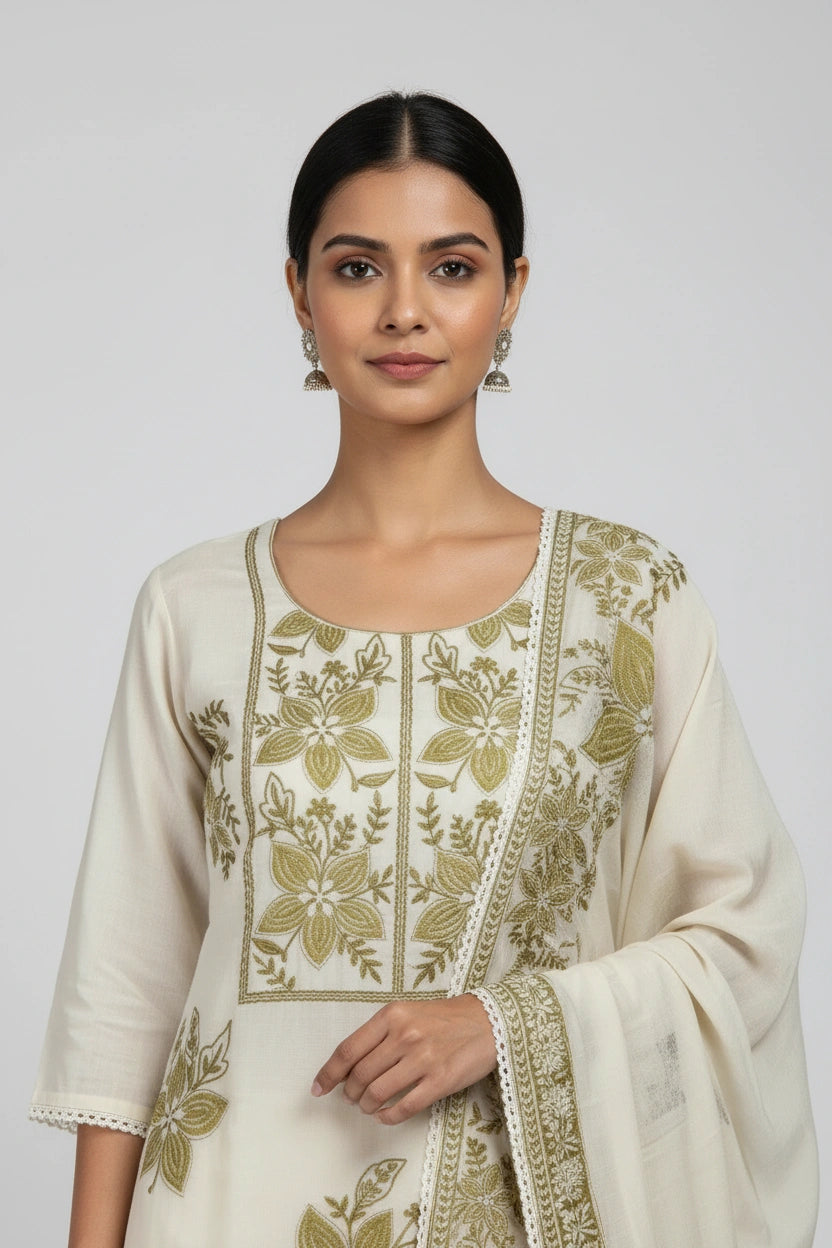 Refined Muslin Straight Suit - Rangoli Sarees
