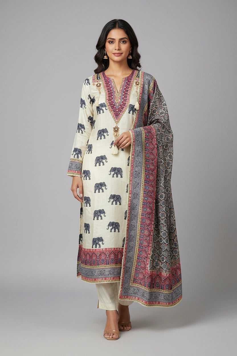 Refined Dola Silk Straight Suit - Rangoli Sarees