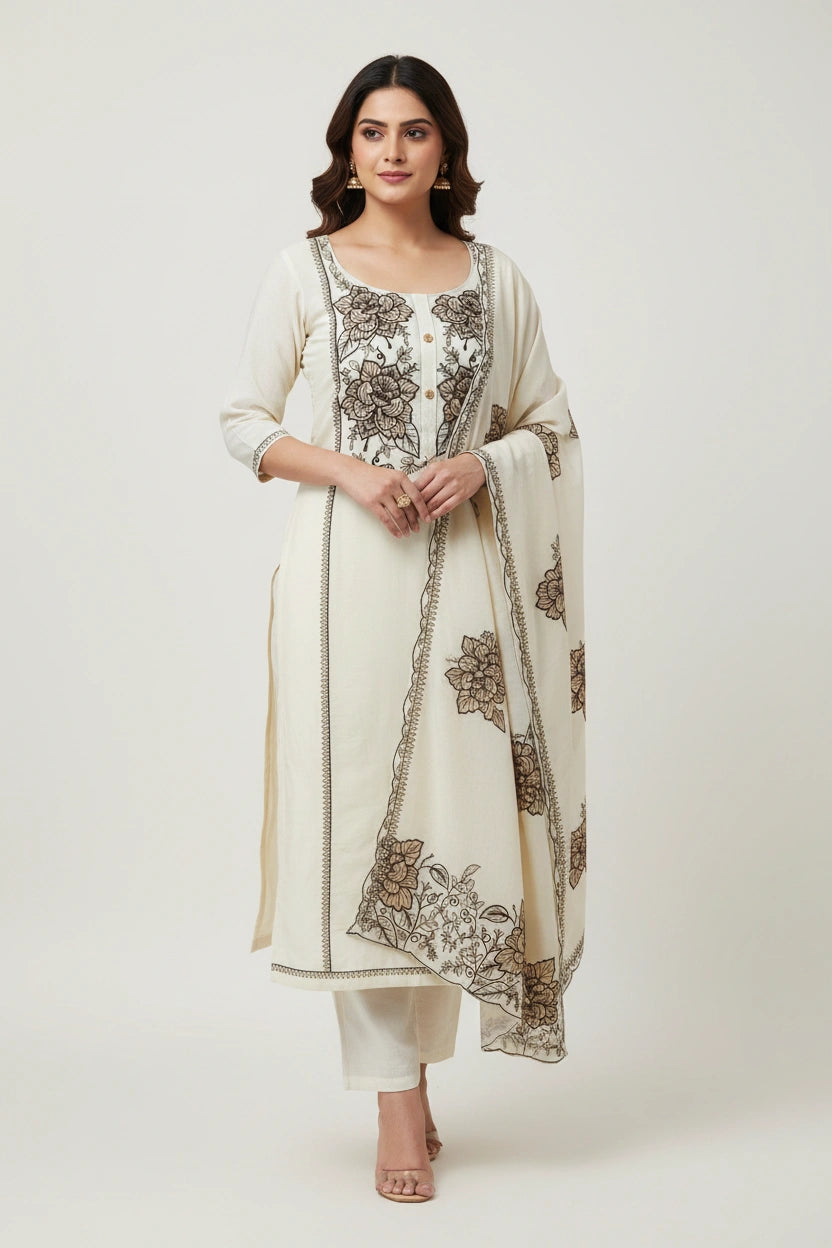 Refined Muslin Straight Suit - Rangoli Sarees