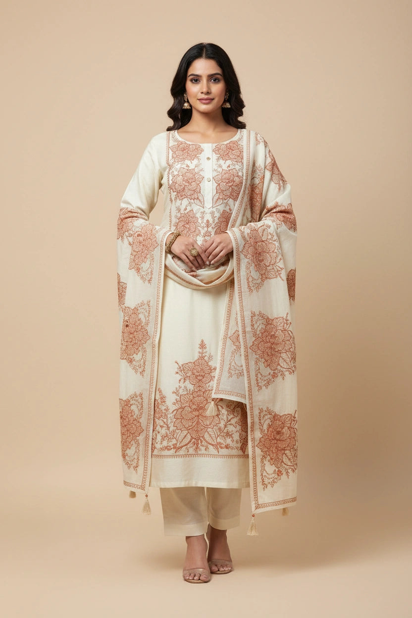 Refined Muslin Straight Suit - Rangoli Sarees