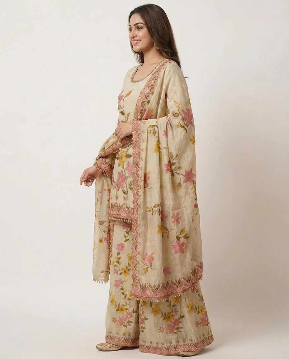 Crush Tissue Sharara Suit - Rangoli India