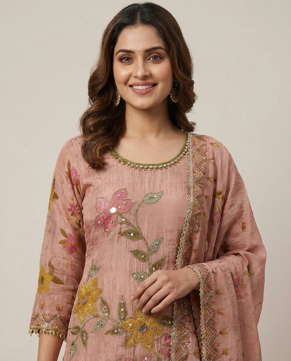 Crush Tissue Sharara Suit - Rangoli India