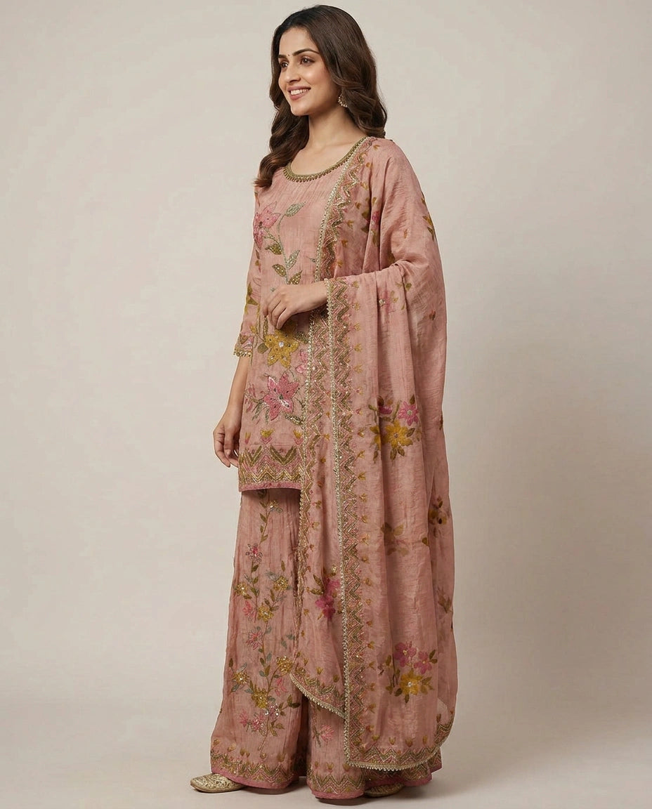 Crush Tissue Sharara Suit - Rangoli India