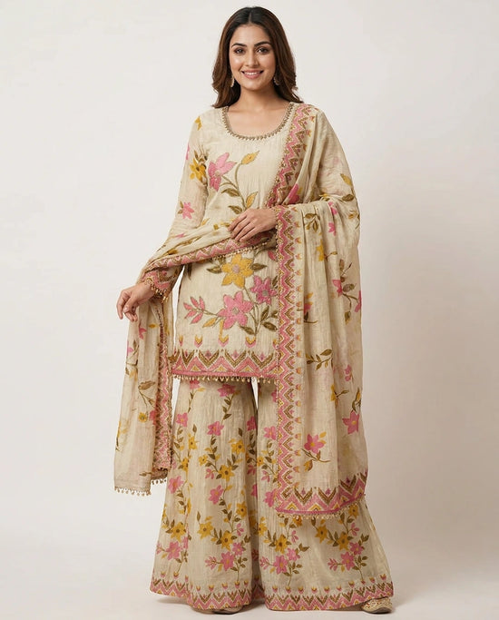 Crush Tissue Sharara Suit - Rangoli India