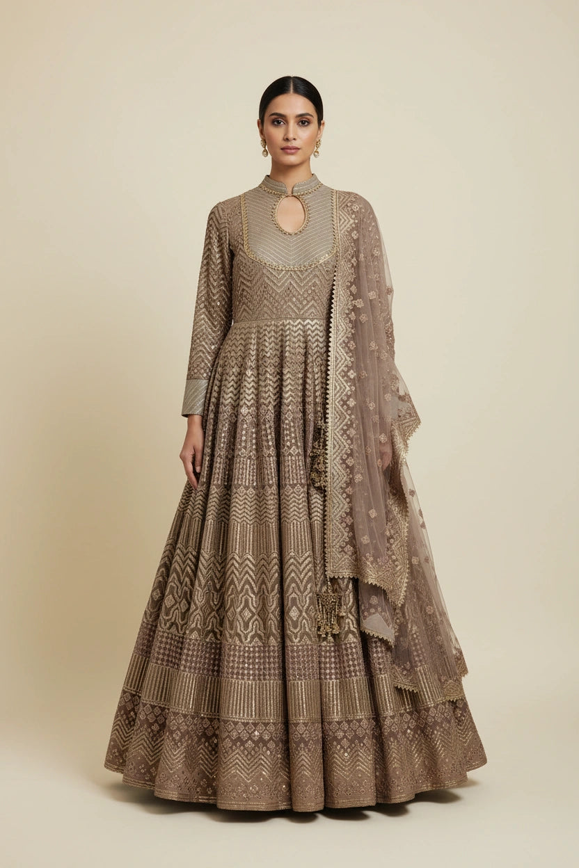 Premium Embroidered Net Suit Gown | Rangoli