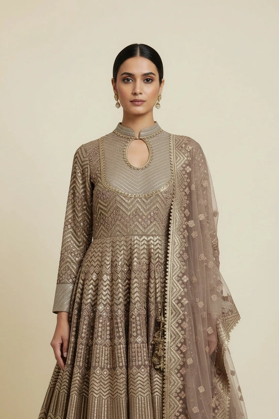 Premium Embroidered Net Suit Gown - View 2 | Rangoli