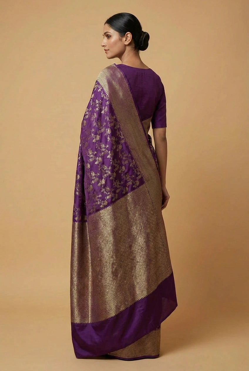 Purple Kanchipuram Silk Saree for Bridal Ceremonies