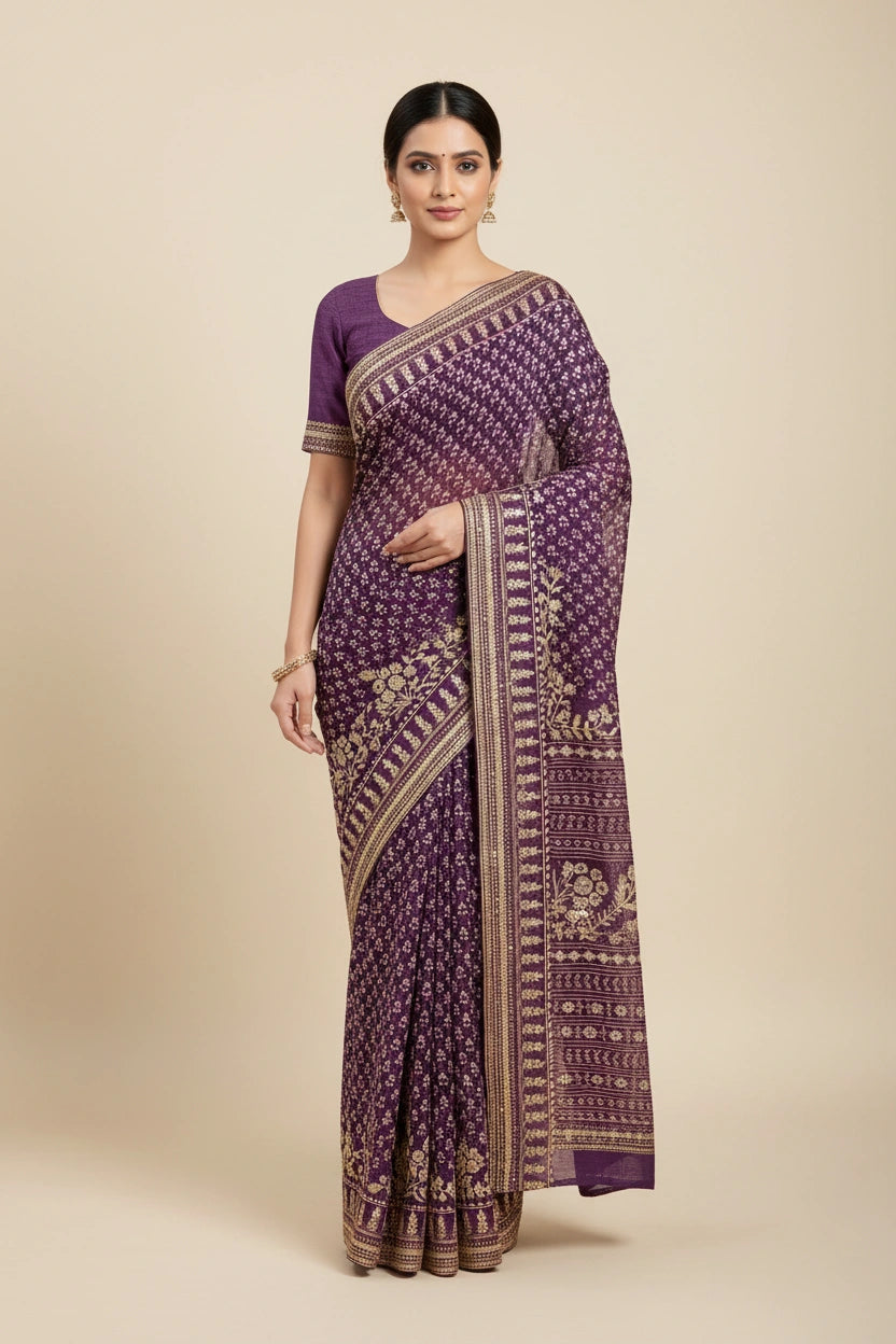 Handcrafted Georgette Embroidery Saree - Rangoli Sarees