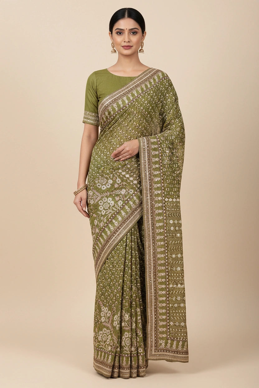 Handcrafted Georgette Embroidery Saree - Rangoli Sarees
