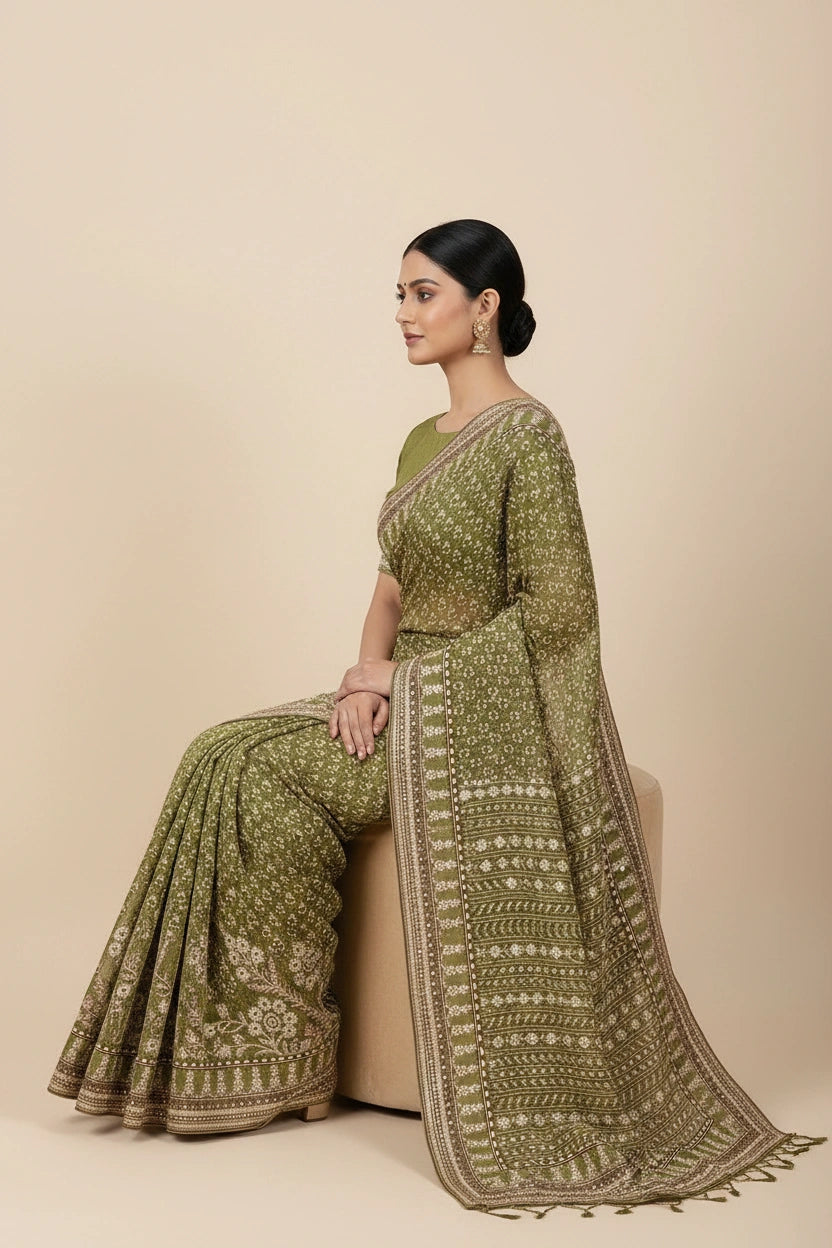 Handcrafted Georgette Embroidery Saree - Rangoli Sarees