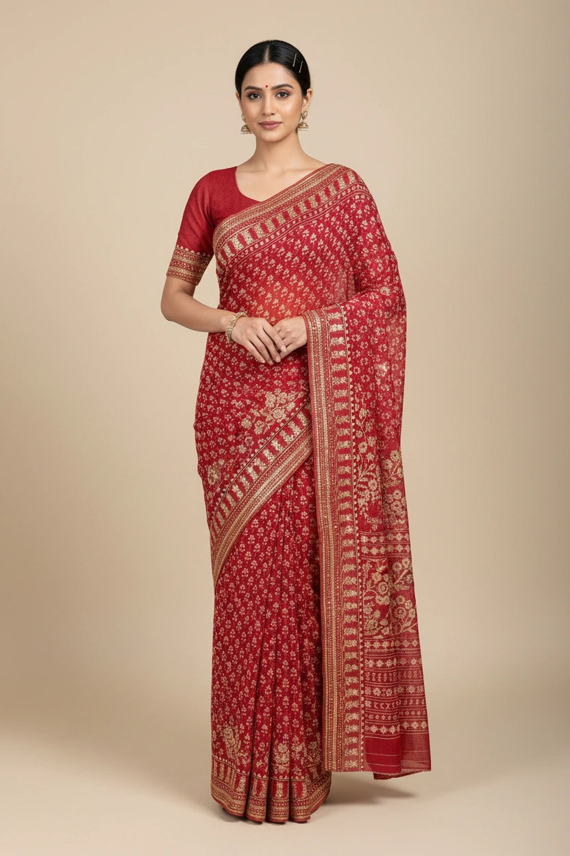 Handcrafted Georgette Embroidery Saree - Rangoli Sarees