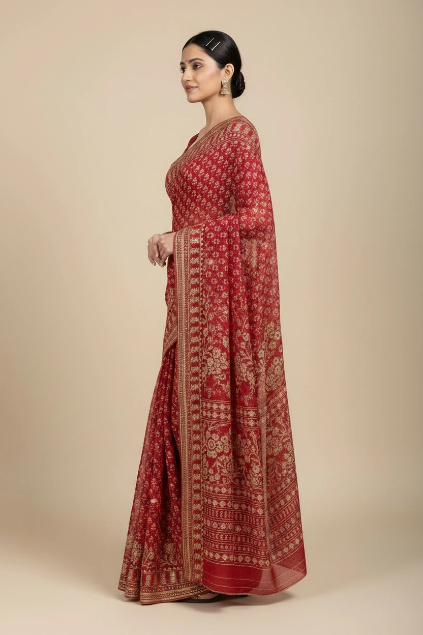 Handcrafted Georgette Embroidery Saree - Rangoli Sarees