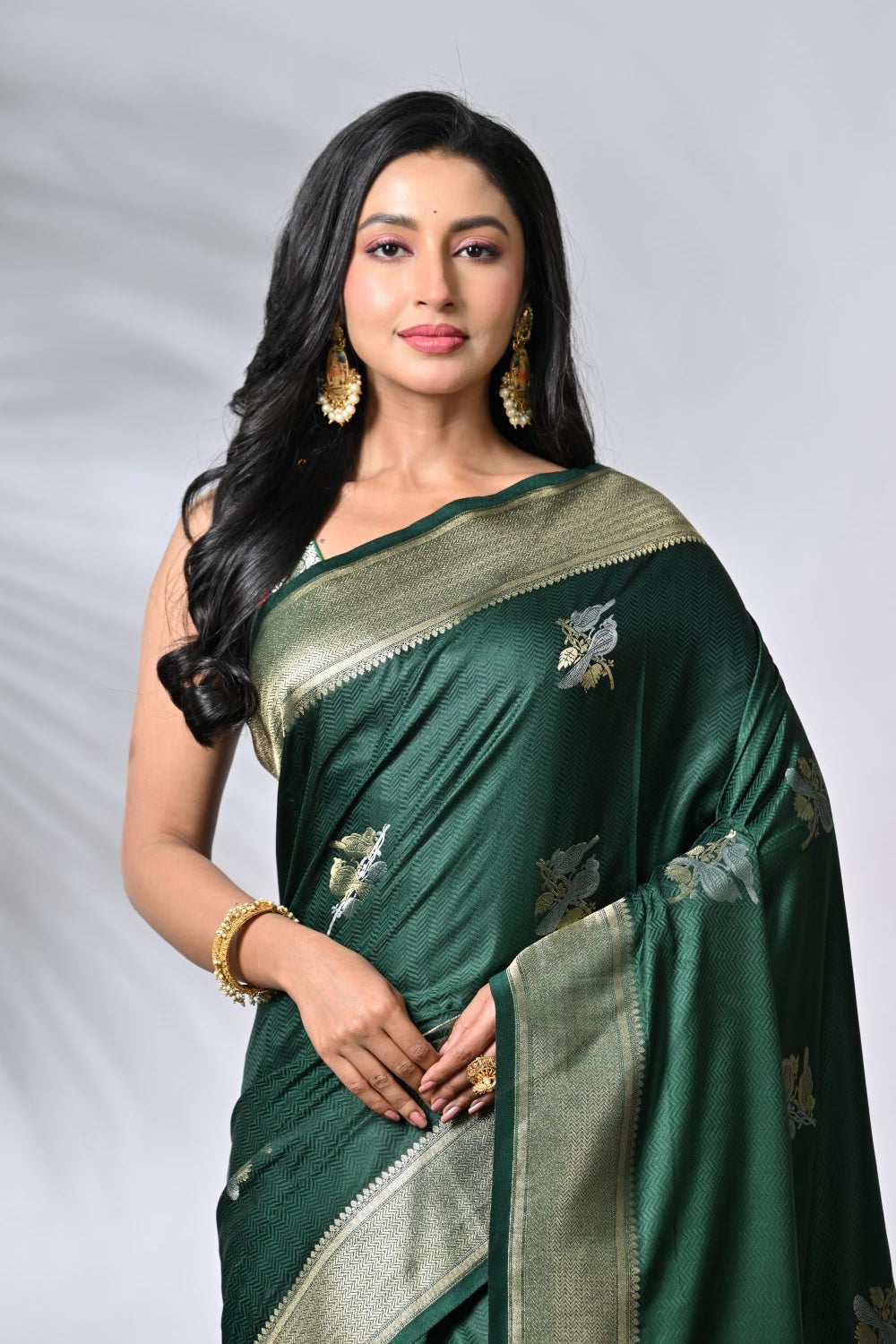 Bottle Green Mashru Silk Sarees
