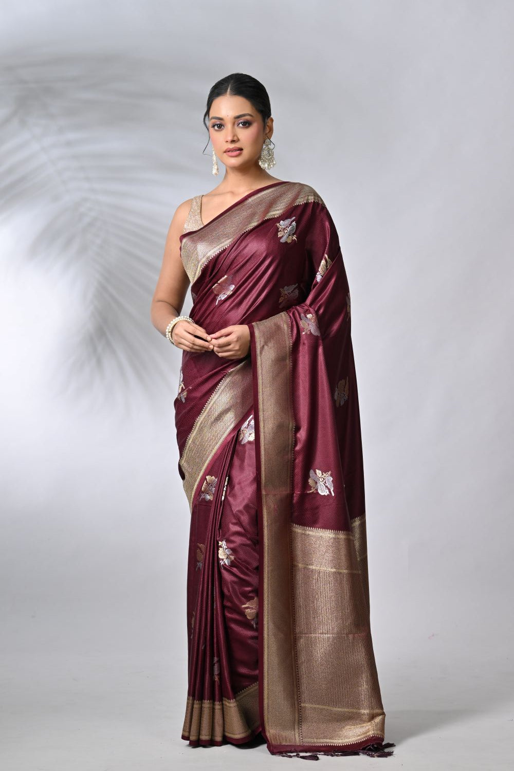 Wine Mashru Silk Sarees